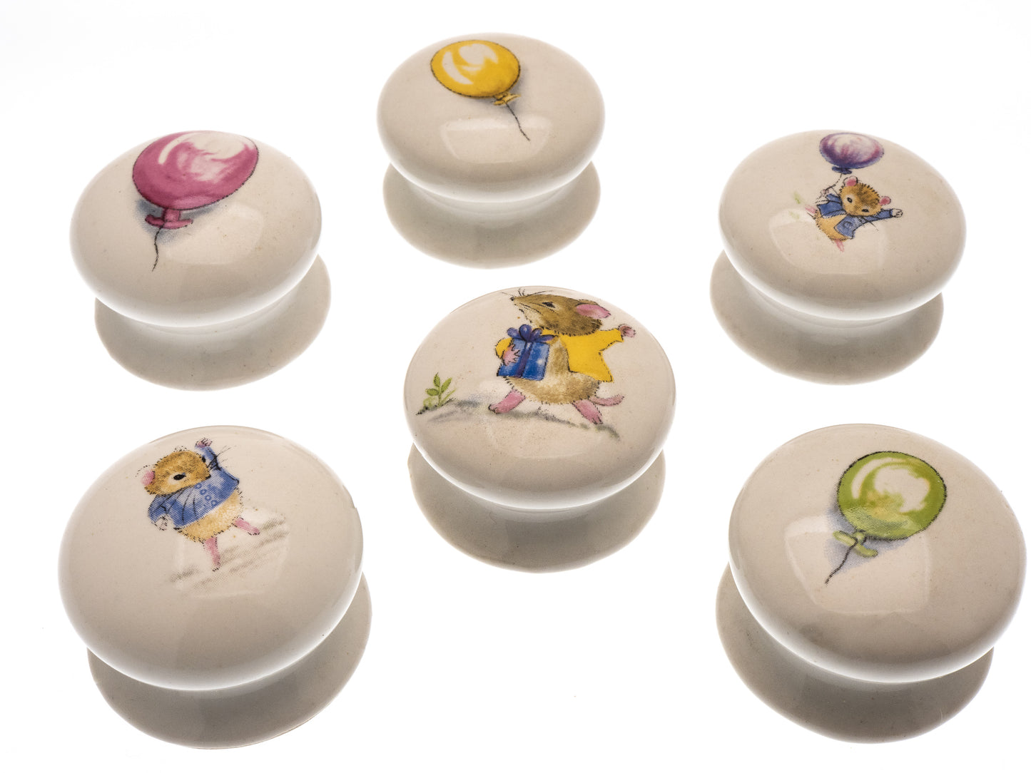 Boutons de porte de placard en céramique « Mousykins » (lot de 10) EOL-05