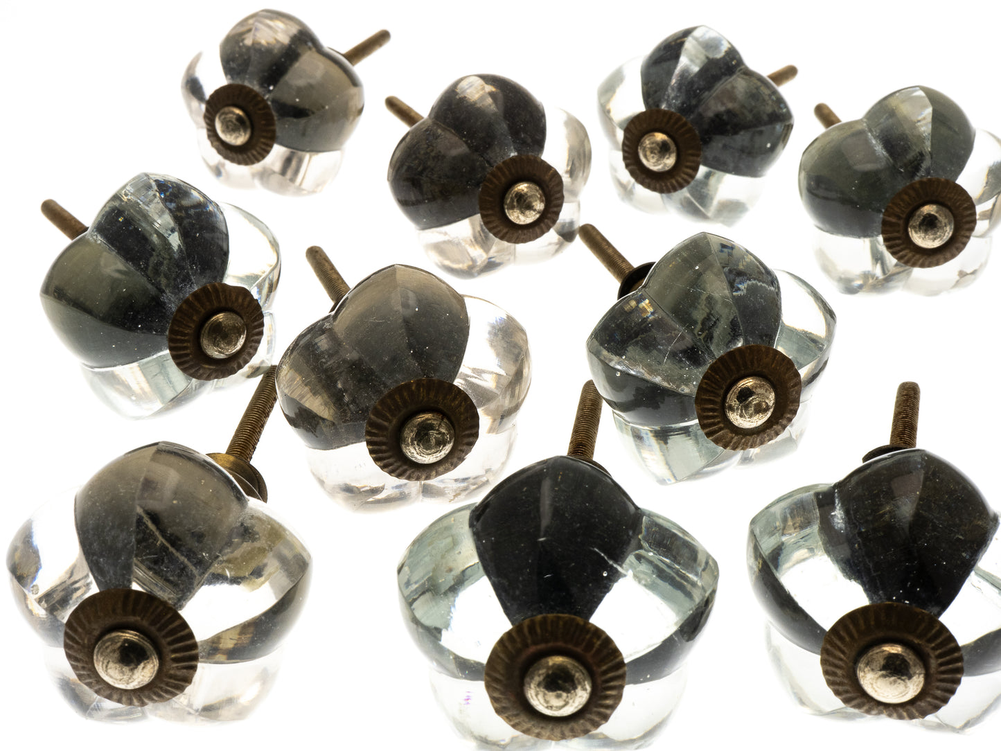 10 x Glass Cupboard door Knobs Vintage Shabby Chic Drawer Pulls EOL-09