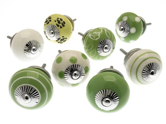 Ceramic Cupboard Knobs Apple Orchard Green (Set of 8)