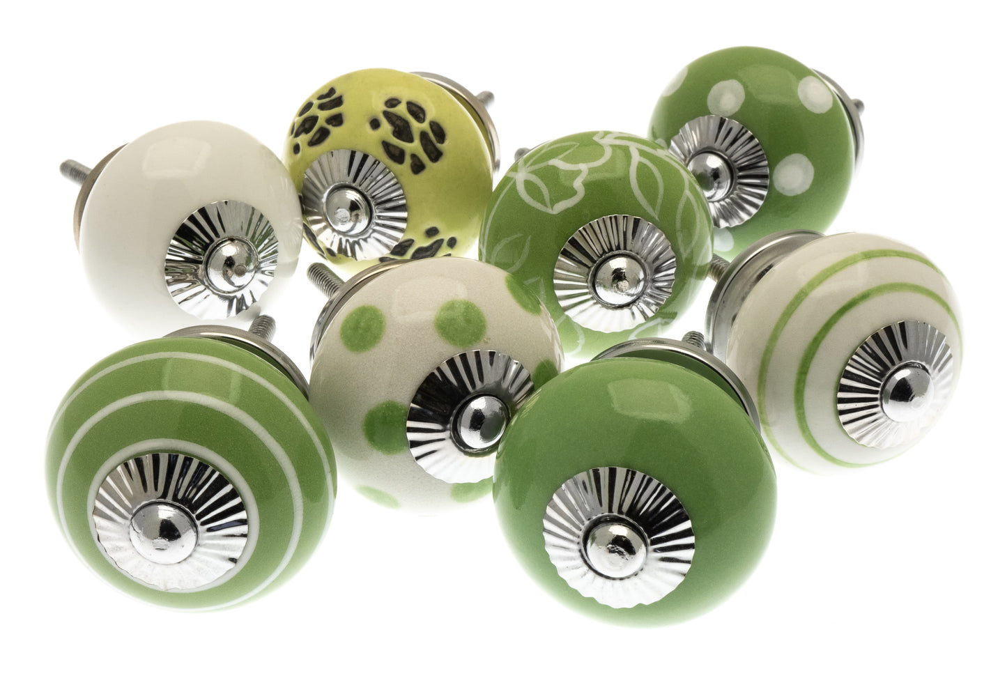 Ceramic Cupboard Knobs Apple Orchard Green (Set of 8)