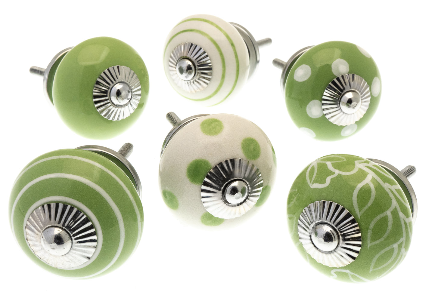 Boutons de porte en céramique dans les verts de jardin de campagne (Ensemble de 6)
