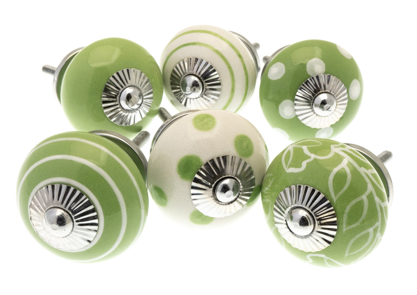 Boutons de porte en céramique dans les verts de jardin de campagne (Ensemble de 6)