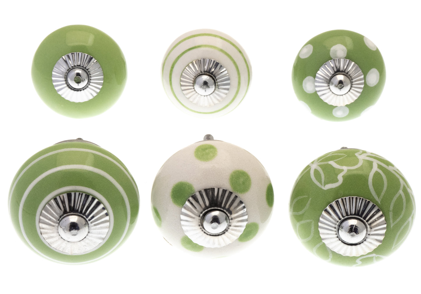 Boutons de porte en céramique dans les verts de jardin de campagne (Ensemble de 6)