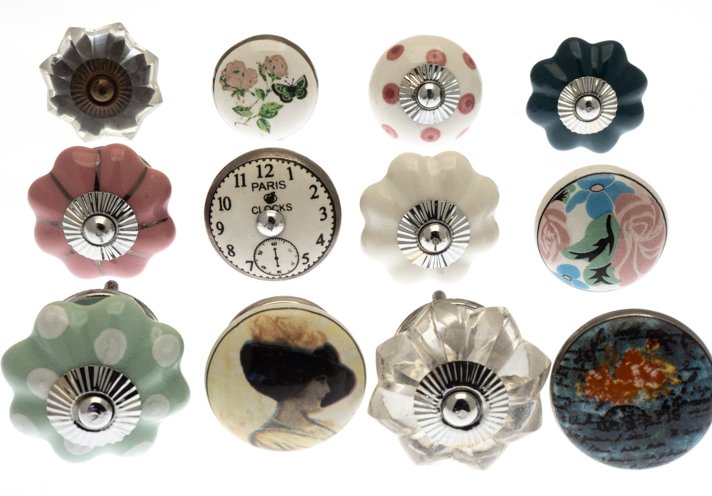 Ceramic Door Knobs Pretty, Chintzy, Vintage Style Set of 12