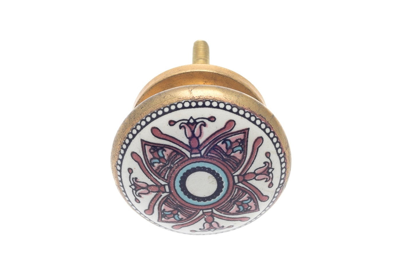 Ceramic Knob Moroccan Mosaic Lilac and Gold 38mm