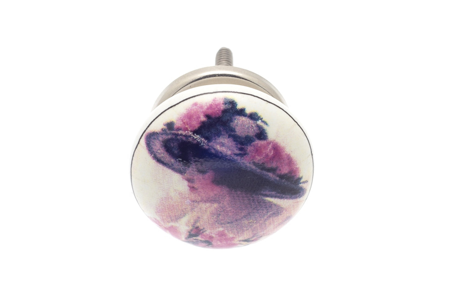 Ceramic Knob White with Painted Victorian Lady 38mm