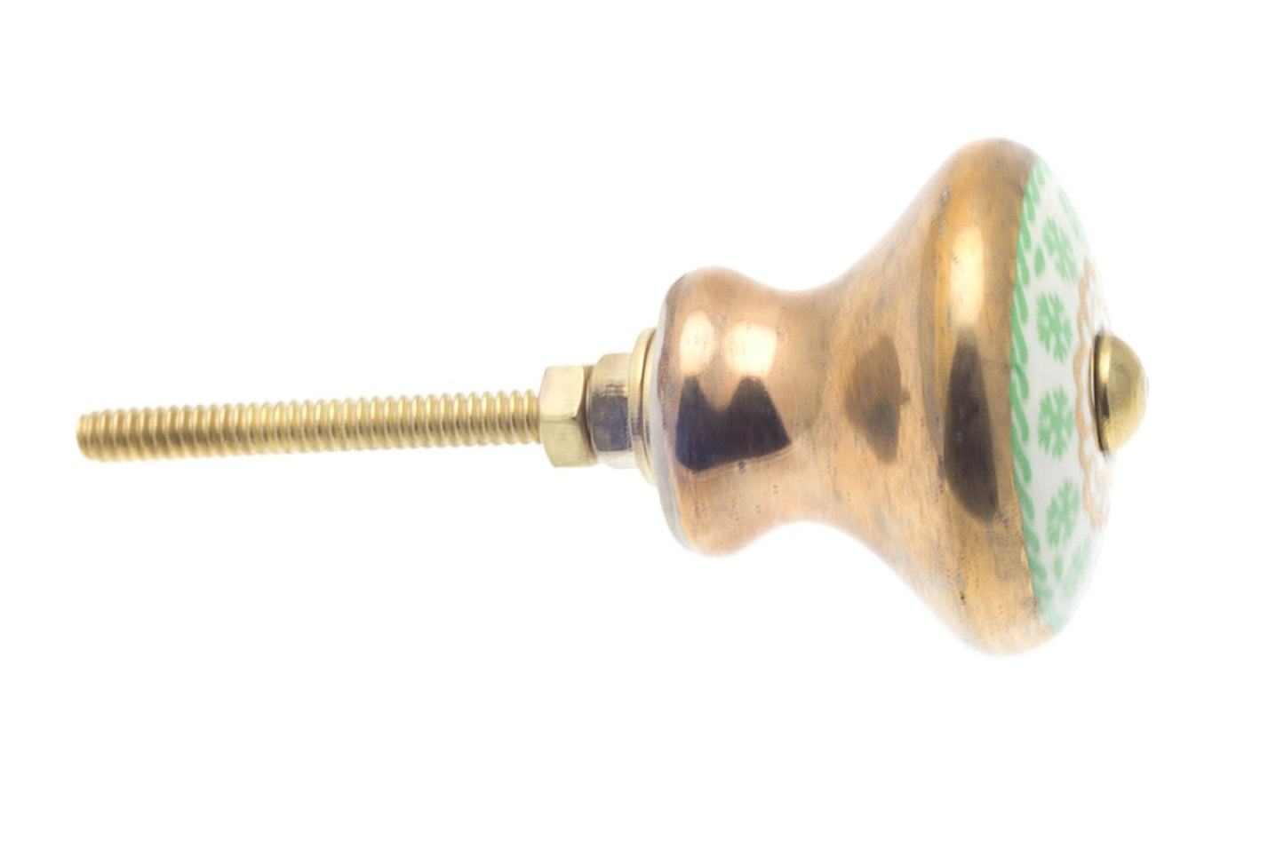 Ceramic Knob Frost Green and Antique Gold 38mm