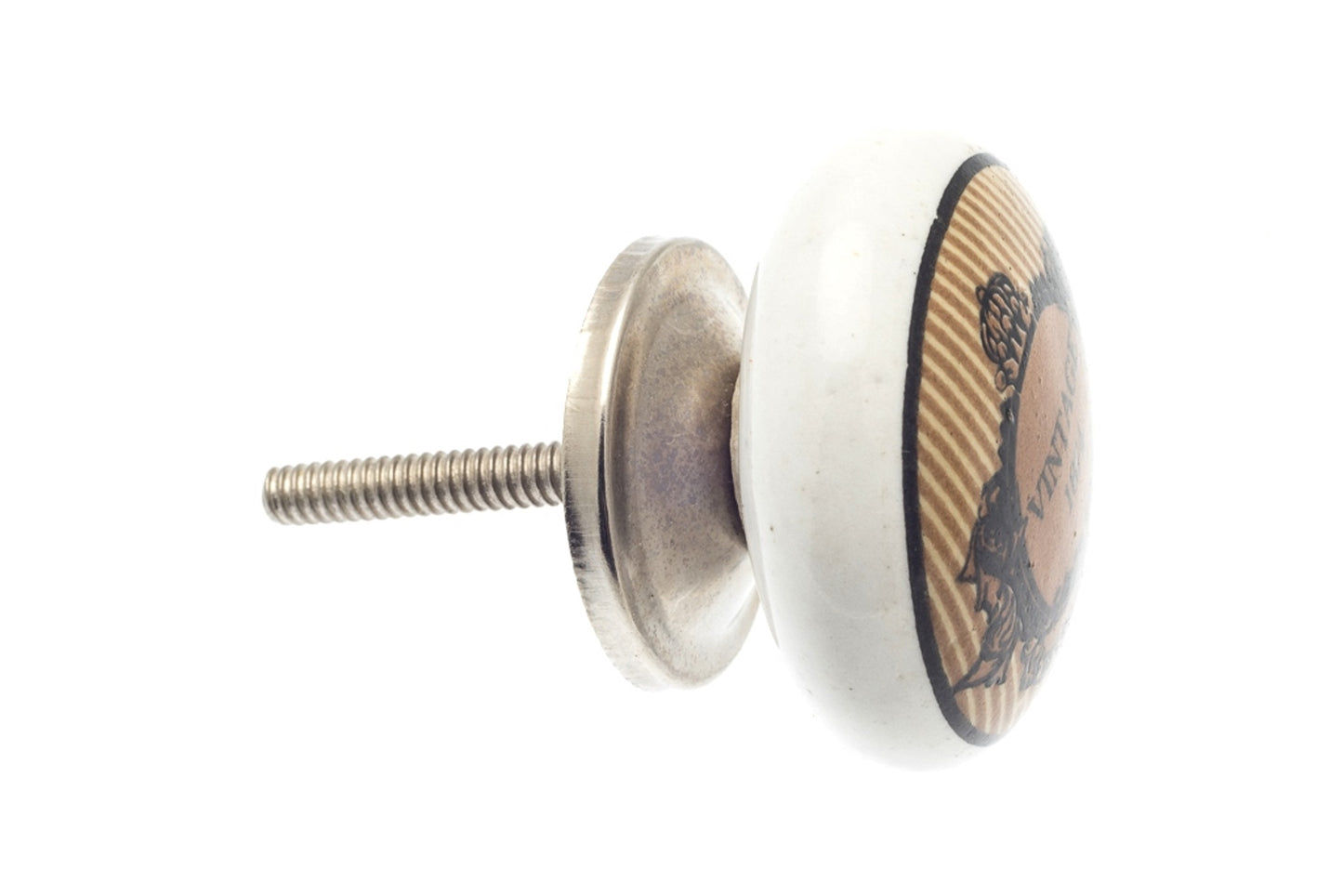 Ceramic Knob Tobacco Brown 'Vintage 1874' 38mm