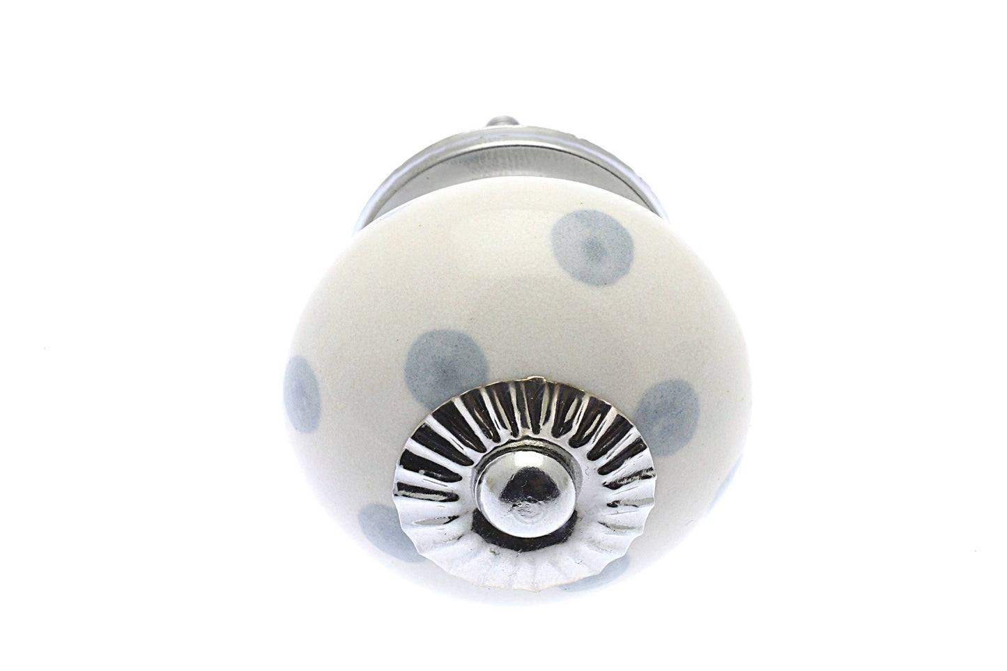 Ceramic Knob White with Light Grey Spots / Dots 40mm