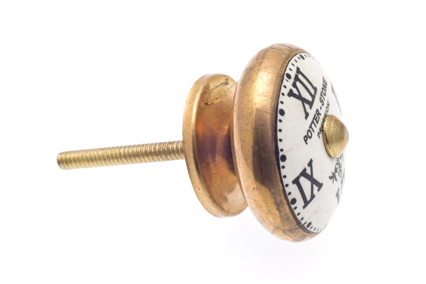 Ceramic Door Knob Potterstone Clock Knob Antique Gold Surround