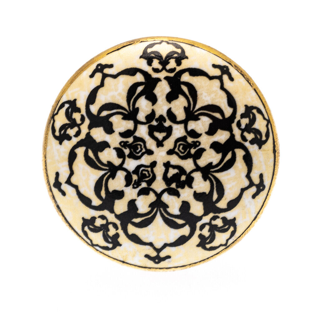 Ceramic Knob 'Black Fleur' 38mm