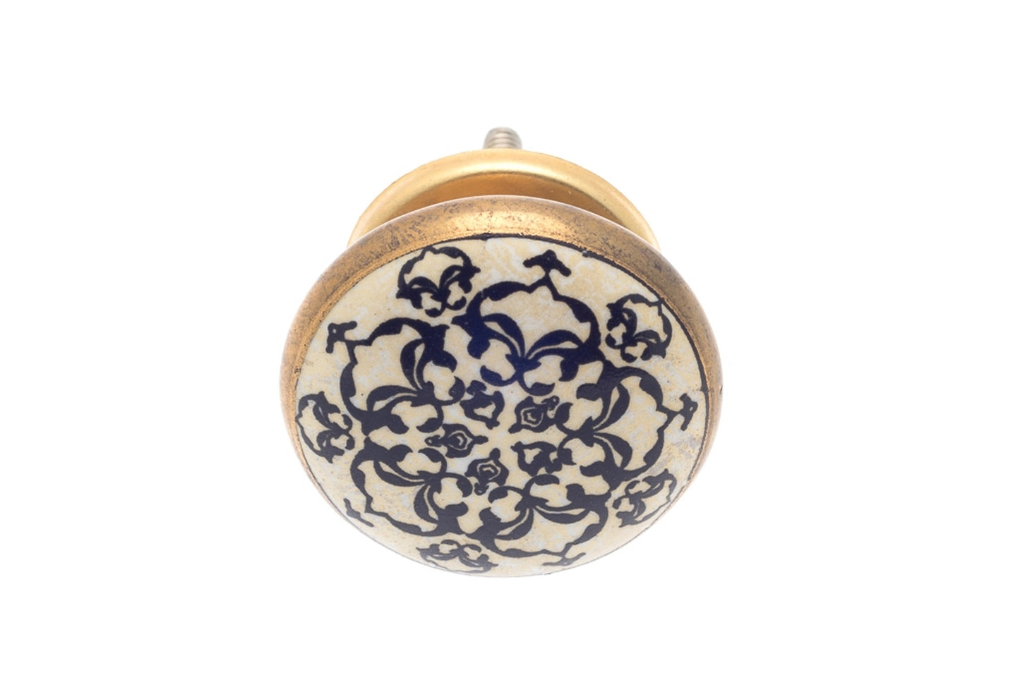 Ceramic Knob 'Black Fleur' 38mm