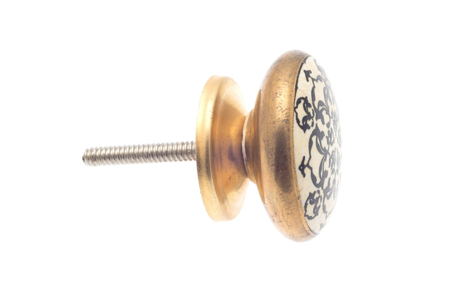 Ceramic Knob 'Black Fleur' 38mm