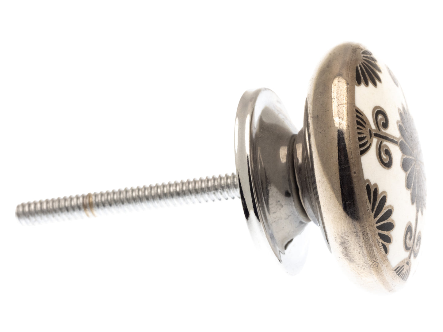 Bouton en céramique à motif noir et argent antique 40 mm