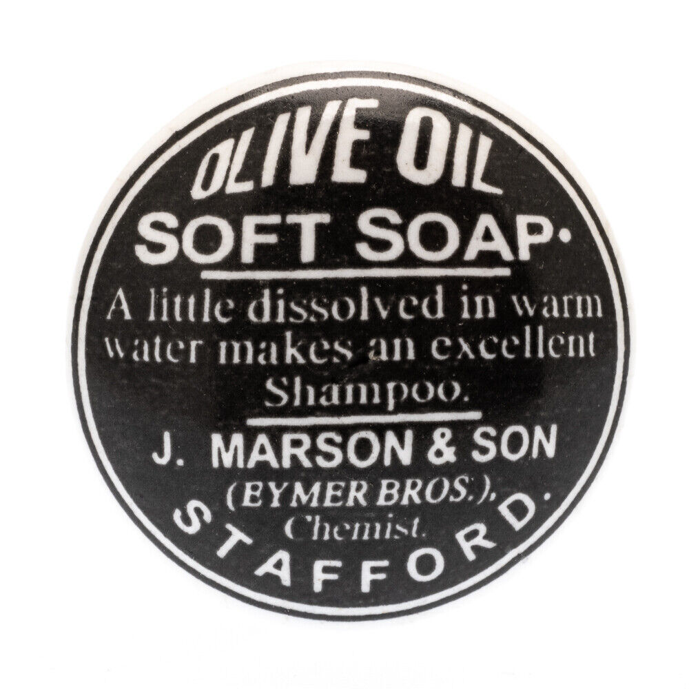 Ceramic Knob in Black with 'Olive Oil' Soft Soap Writing in White 38mm
