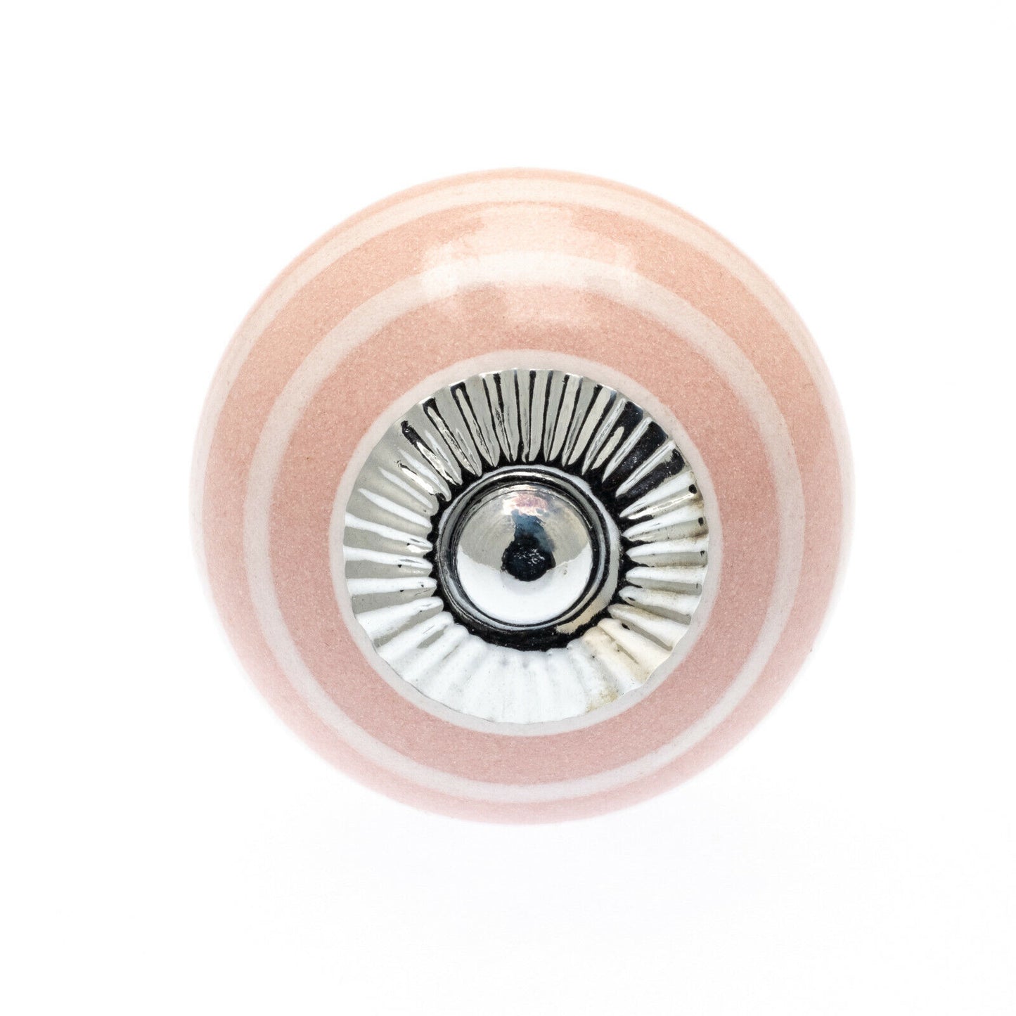 Ceramic Door Knobs Pink with White Stripes