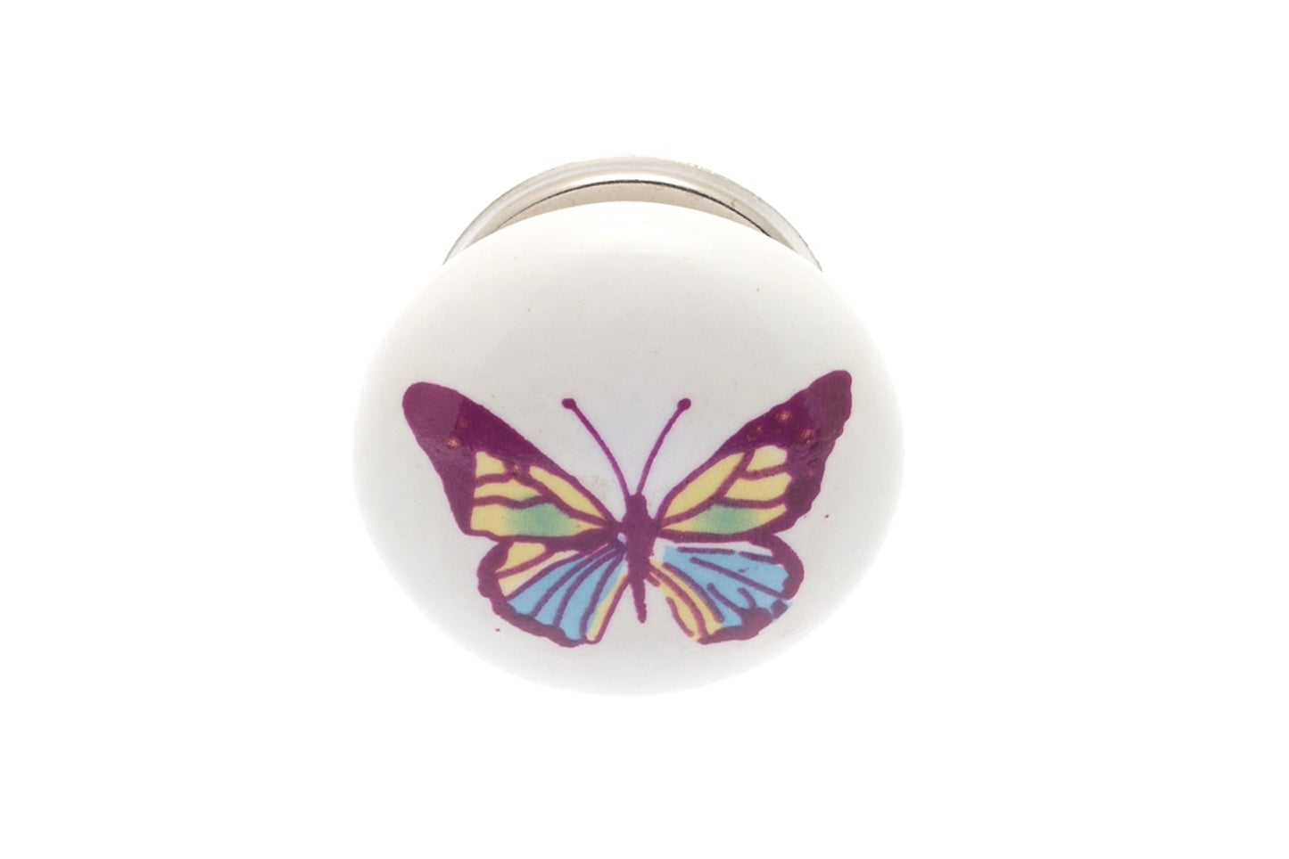 Ceramic Cupboard Door Knobs 'Multi Coloured Butterfly'