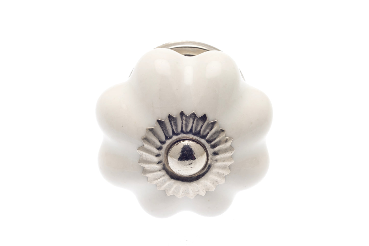 Boutons de porte en céramique en forme de fleur blanc