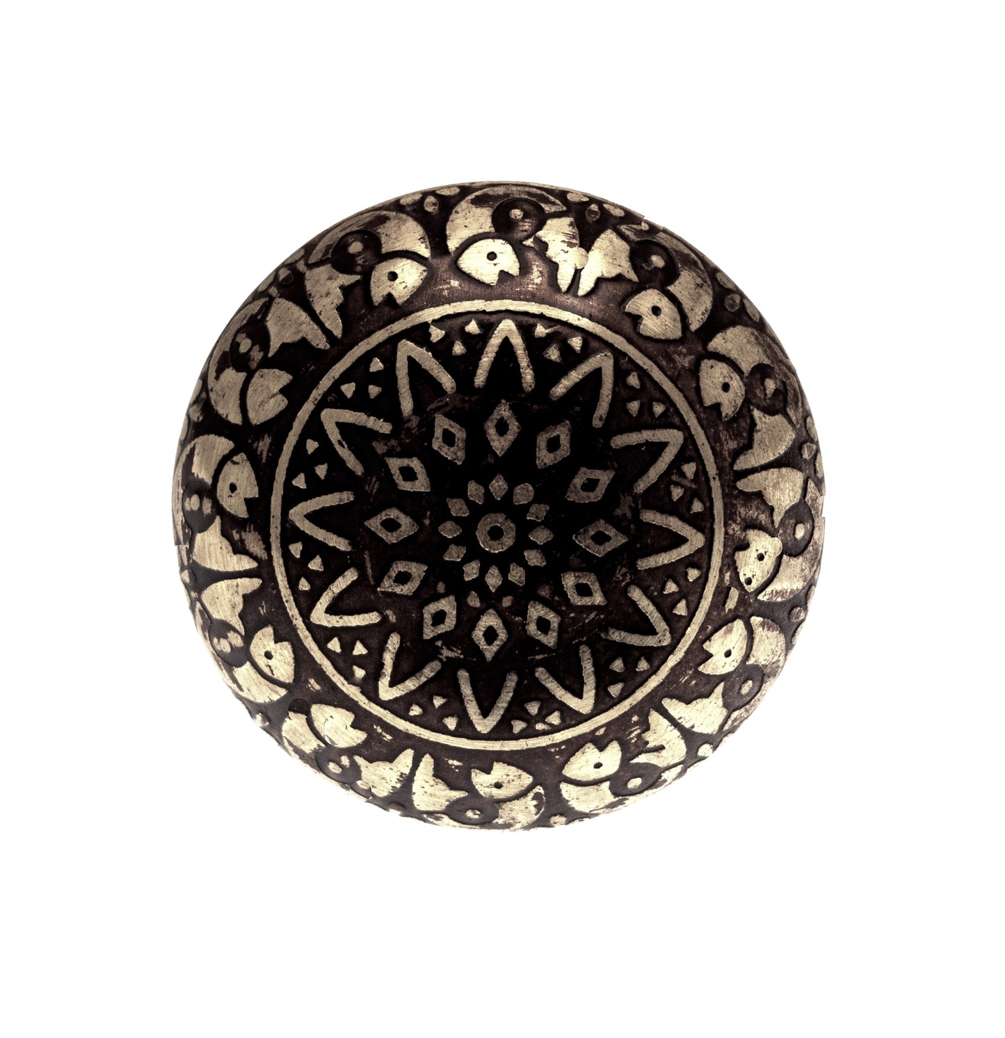 Bouton à motif dôme en mosaïque - Cuivre gravé 40 m - Noir