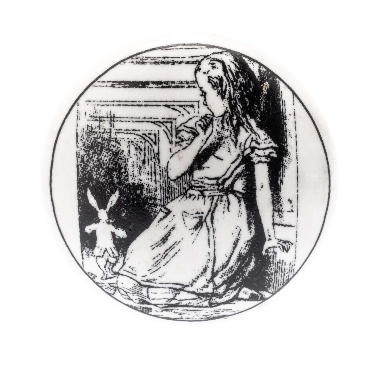 Bouton de placard en céramique Alice au pays des merveilles 'avec le lapin'