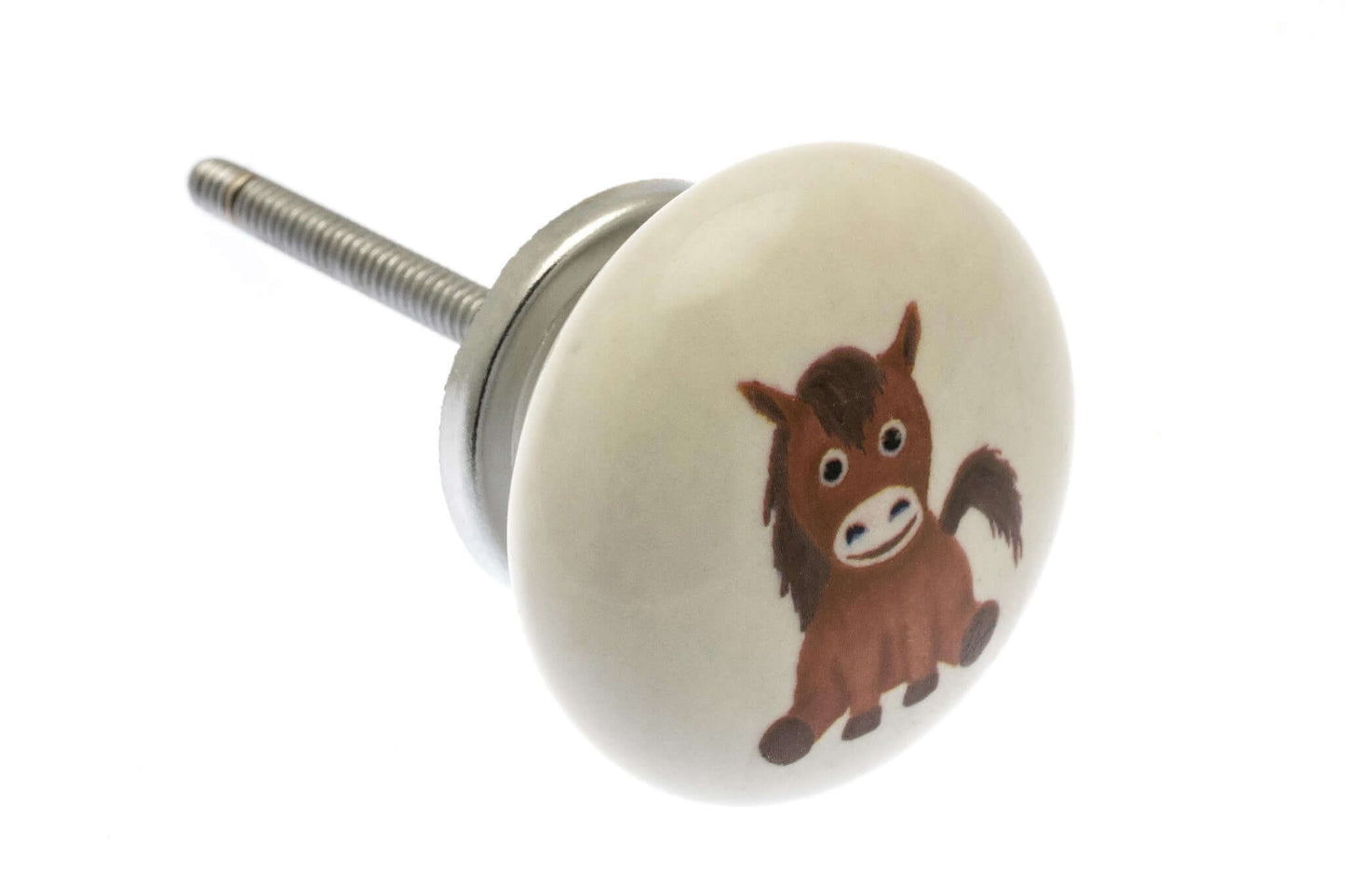 Bouton de placard en céramique Chambre d'animaux Penny le poney