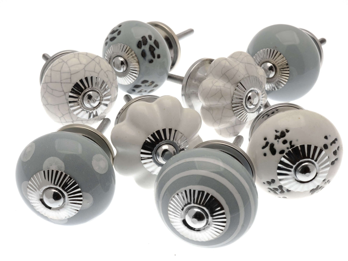 Boutons de placard en céramique en 8 jolies nuances de gris et de blanc