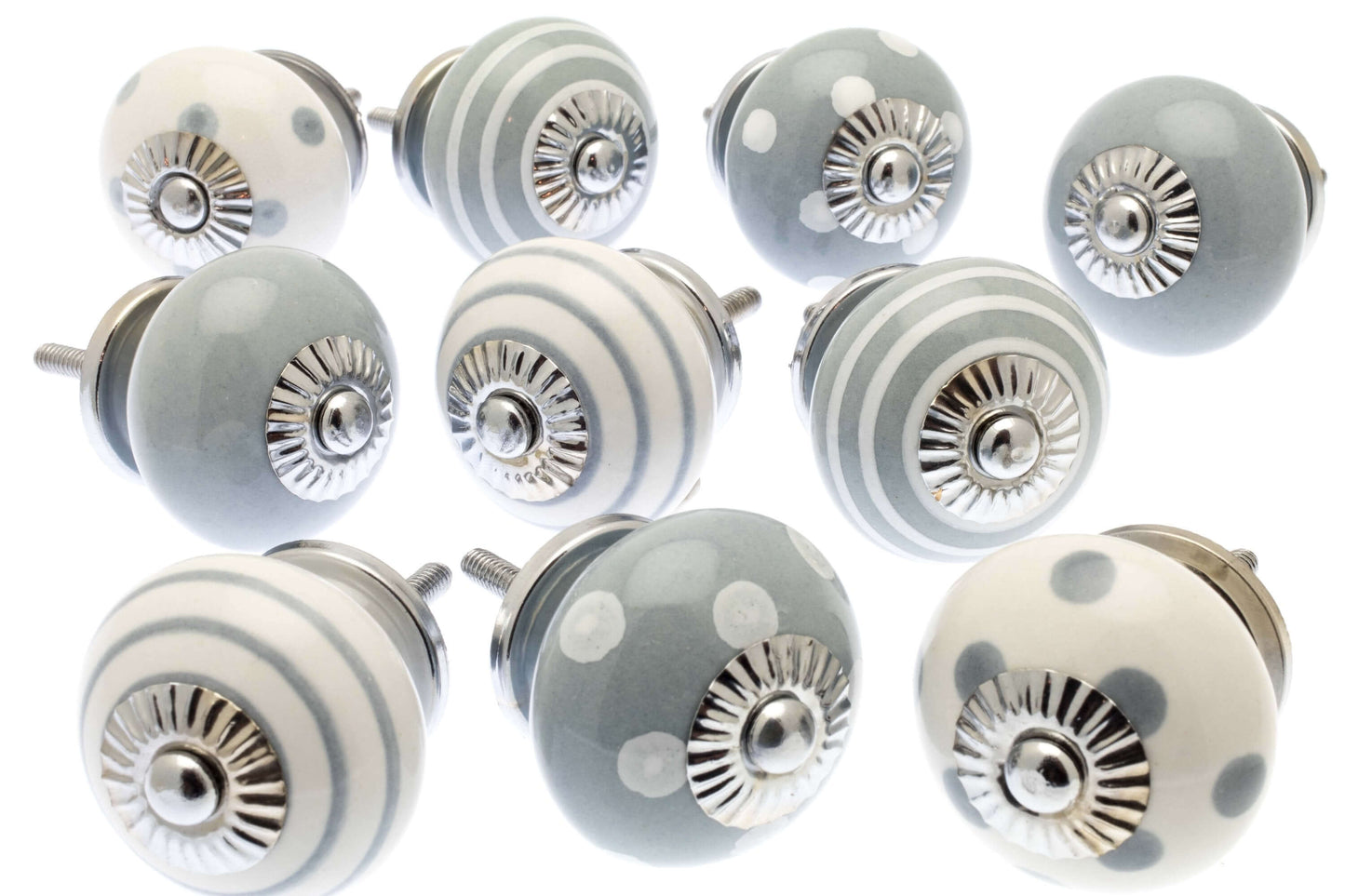 Ceramic Door Knobs Grey Collection (Set of 10)