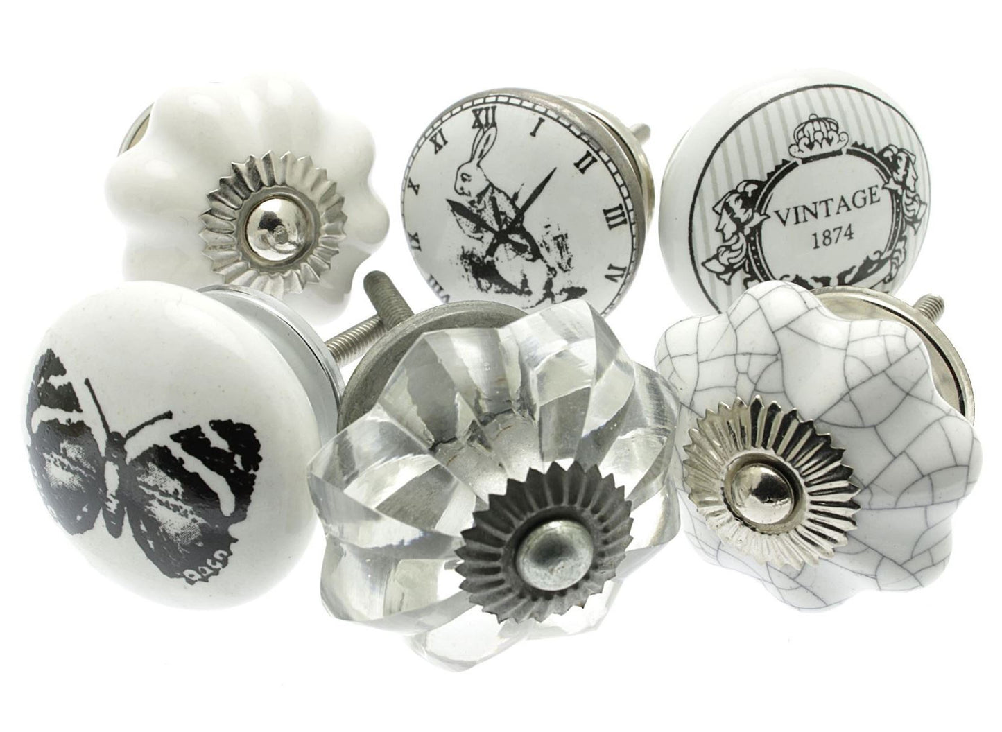 Boutons de porte en céramique avec Alice au pays des merveilles (Ensemble de 6)