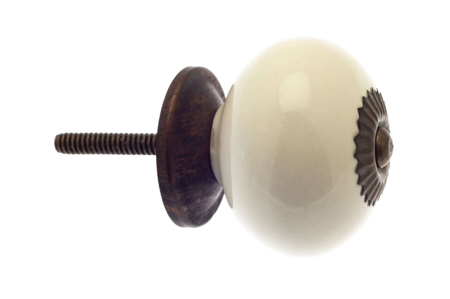 Ceramic Knob Ivory Cream with Antique Brass Fittings