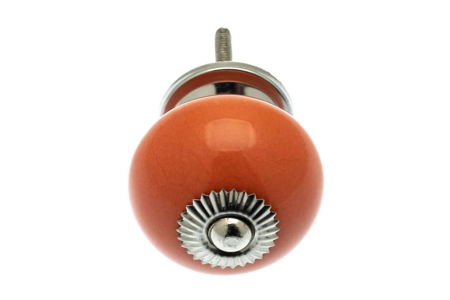 Boutons de porte en céramique orange vif avec raccords argentés