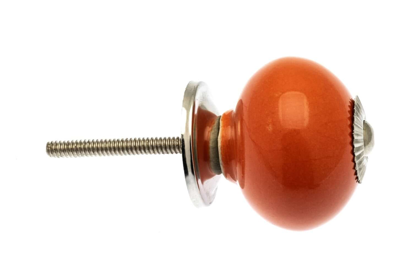 Boutons de porte en céramique orange vif avec raccords argentés