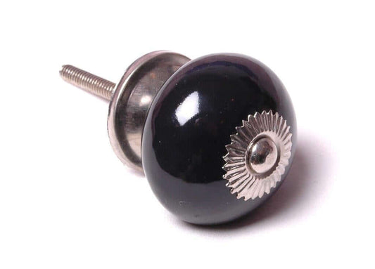 Round Ceramic Knob Black 40mm