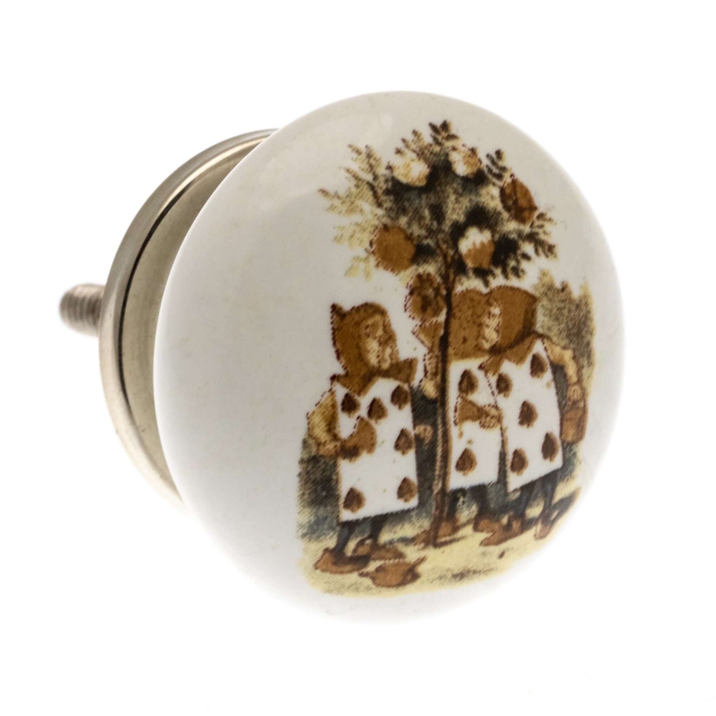 Ceramic Cupboard Knob Alice in Wonderland in Colour 'Painting The Roses Red'