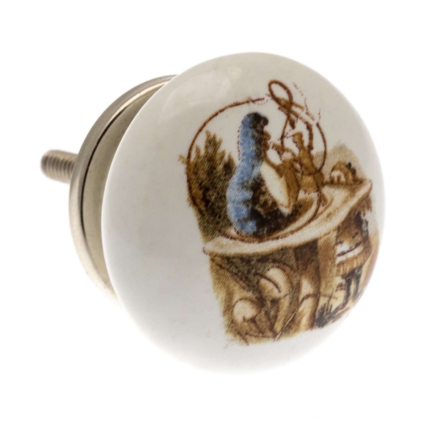 Ceramic Cupboard Knob Alice in Wonderland in Colour 'Caterpillar'