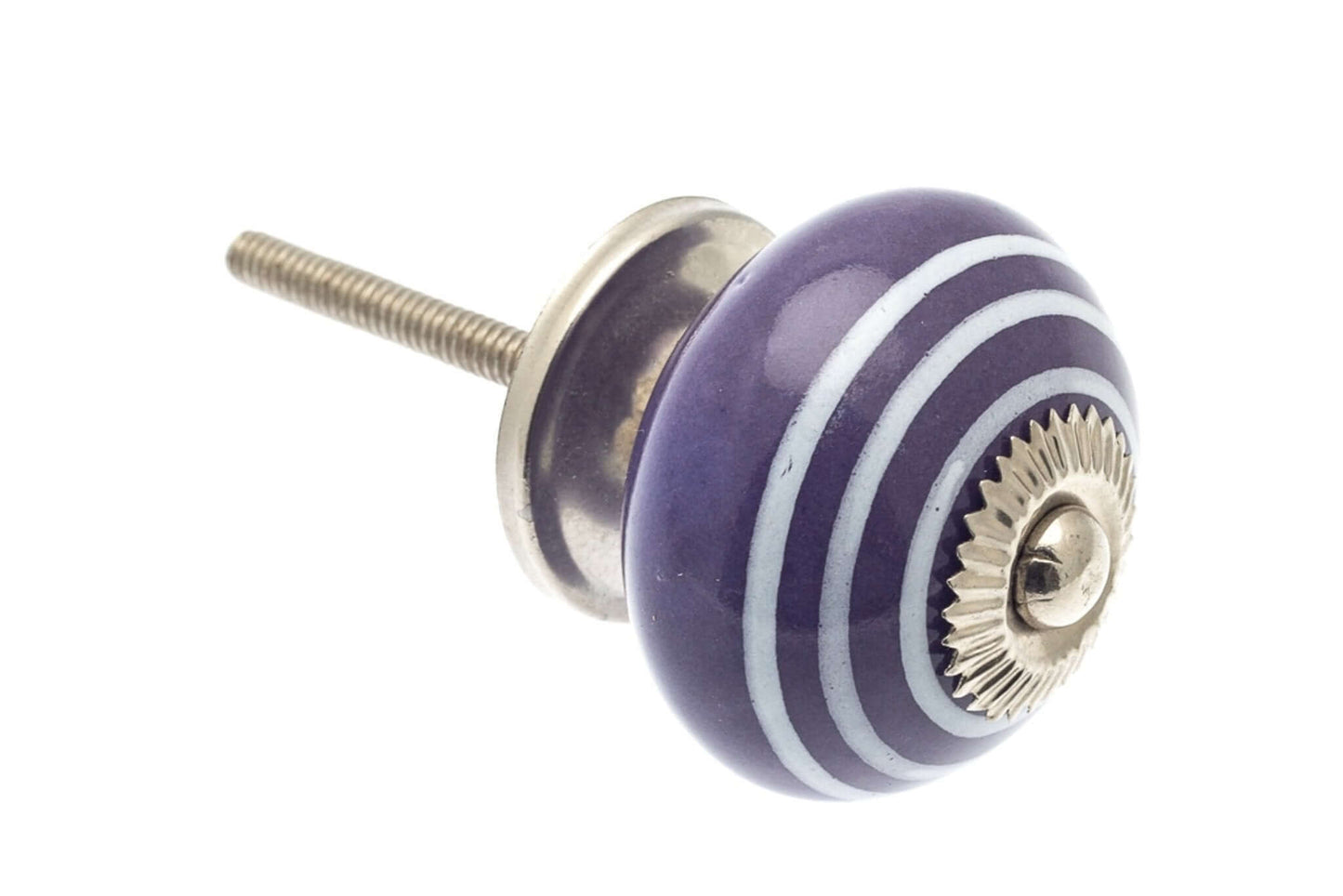 Ceramic Cupboard Knobs - Round Ceramic Cupboard Knob Deep Purple With Light Stripes 40mm (MT-60)