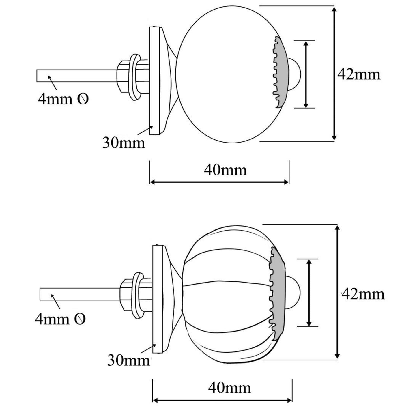 Bouton de placard en céramique blanc avec rayures gris clair