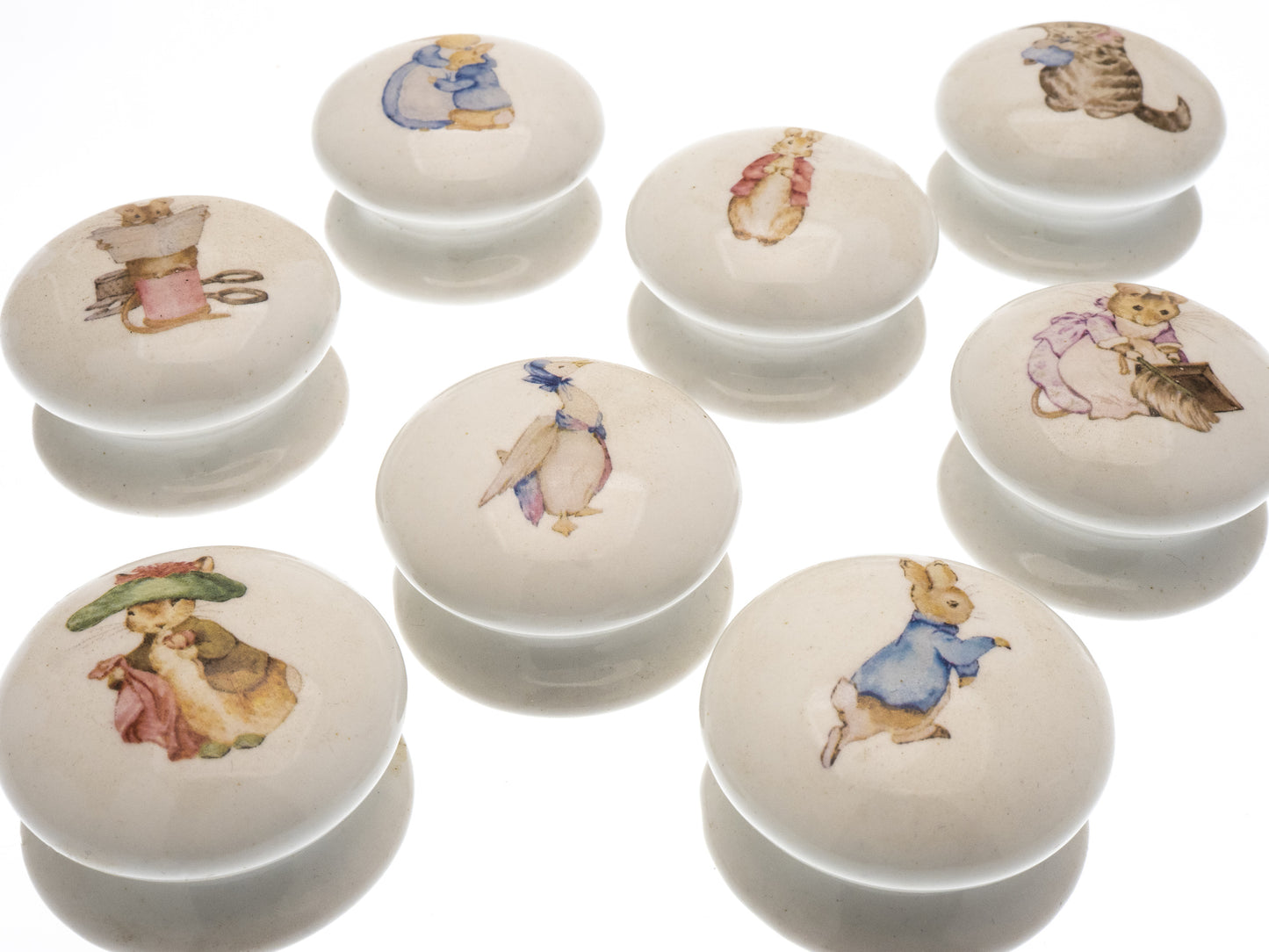 Boutons de porte de placard en céramique « Horloges vintage » Noir et blanc (lot de 6) EOL-01