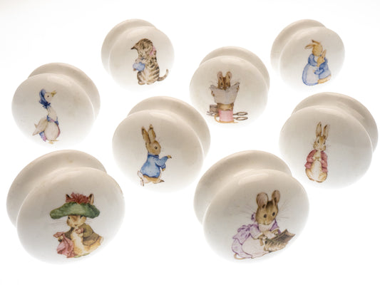 Ceramic Cupboard Door Knobs 50mm 'Beatrix Potter' (Set of 8) EOL-01