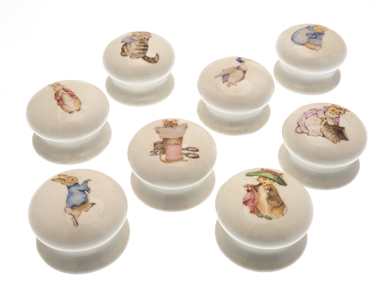 Boutons de porte de placard en céramique « Horloges vintage » Noir et blanc (lot de 6) EOL-01