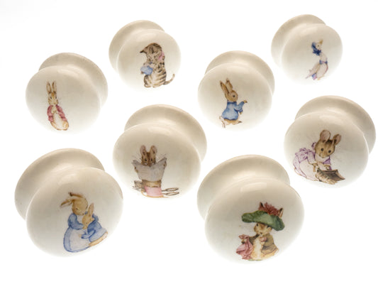 Ceramic Cupboard Door Knobs 40mm 'Beatrix Potter' (Set of 8) EOL-02