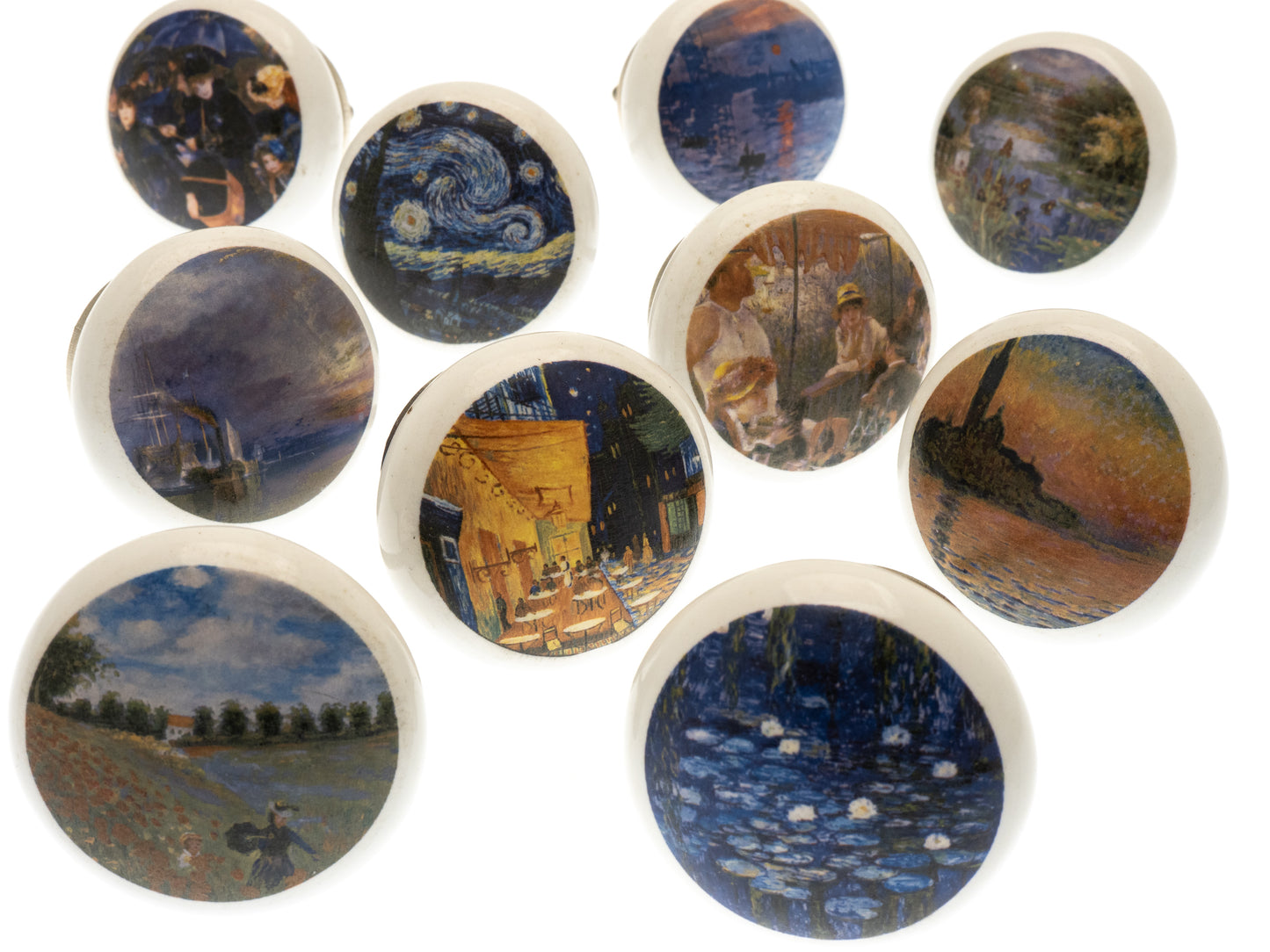 Boutons de porte d'armoire en céramique « Peintures célèbres » (lot de 10) EOL-04