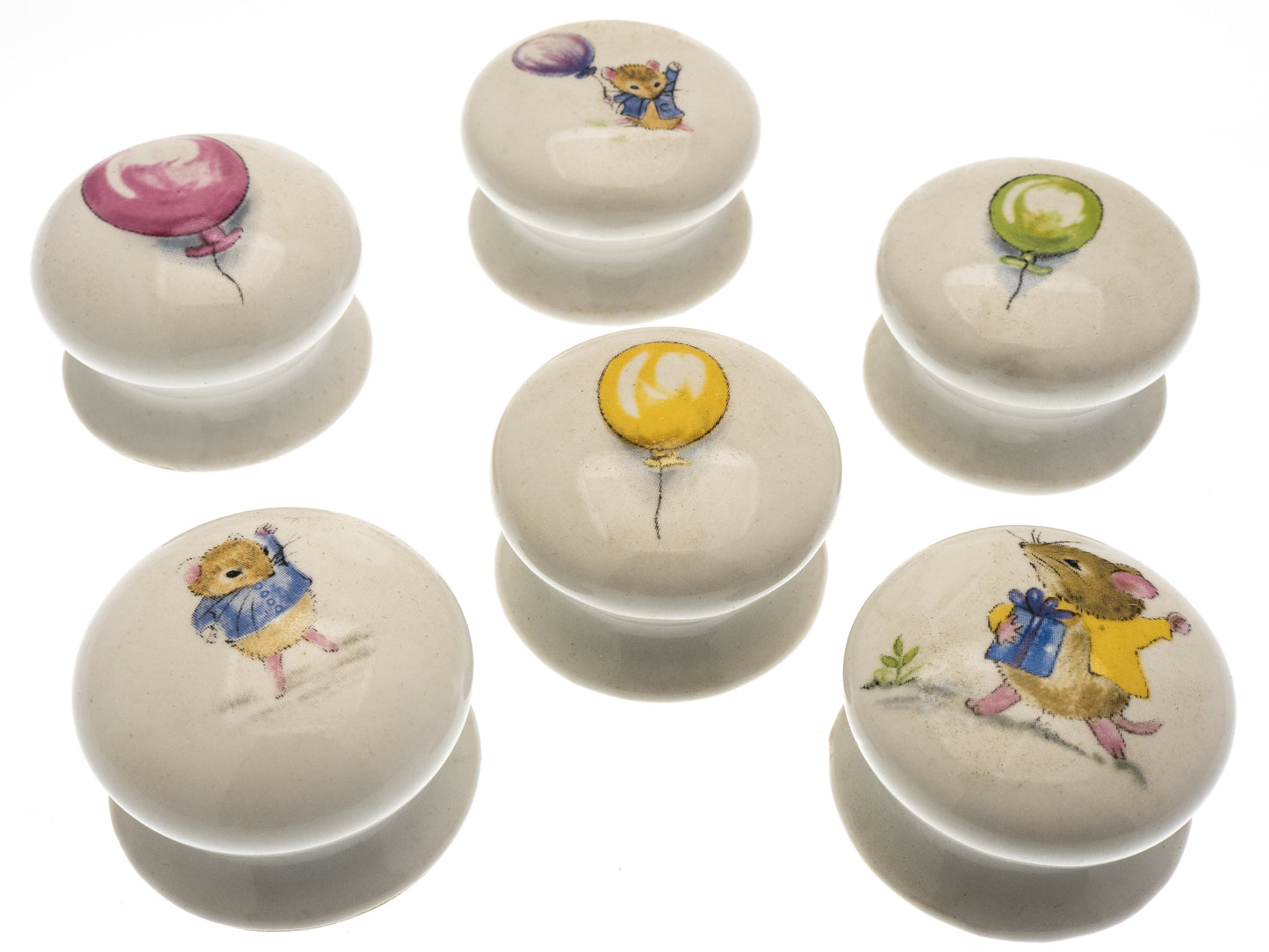 Boutons de porte de placard en céramique « Mousykins » (lot de 10) EOL-05