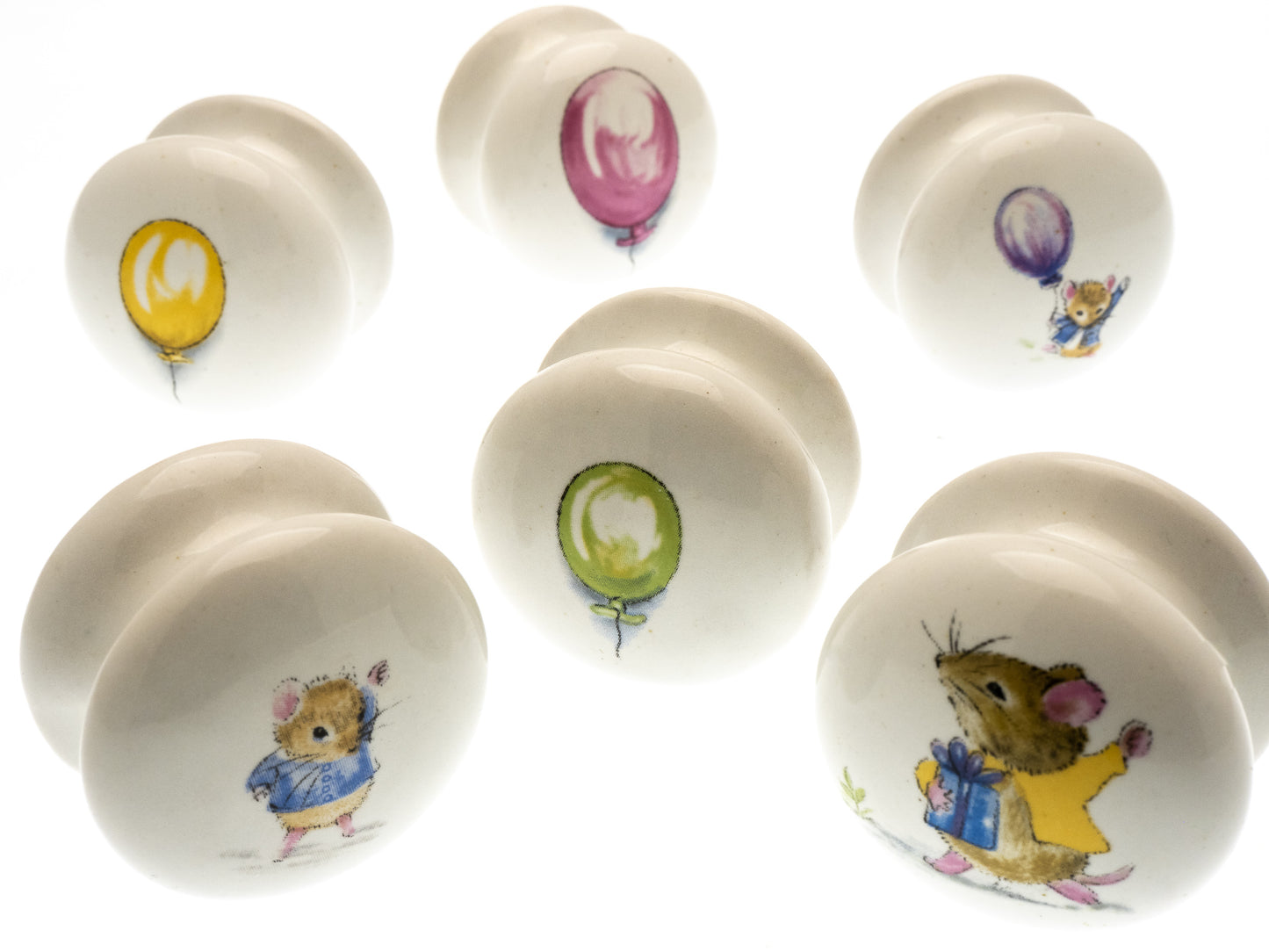 Boutons de porte de placard en céramique « Mousykins » (lot de 10) EOL-05