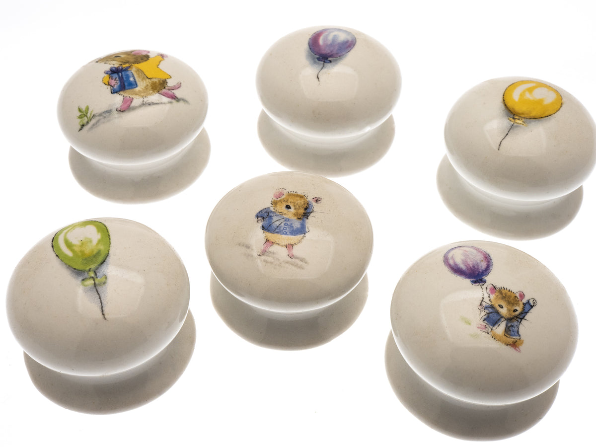Boutons de porte d'armoire en céramique « Noir et blanc » (lot de 6) EOL-06