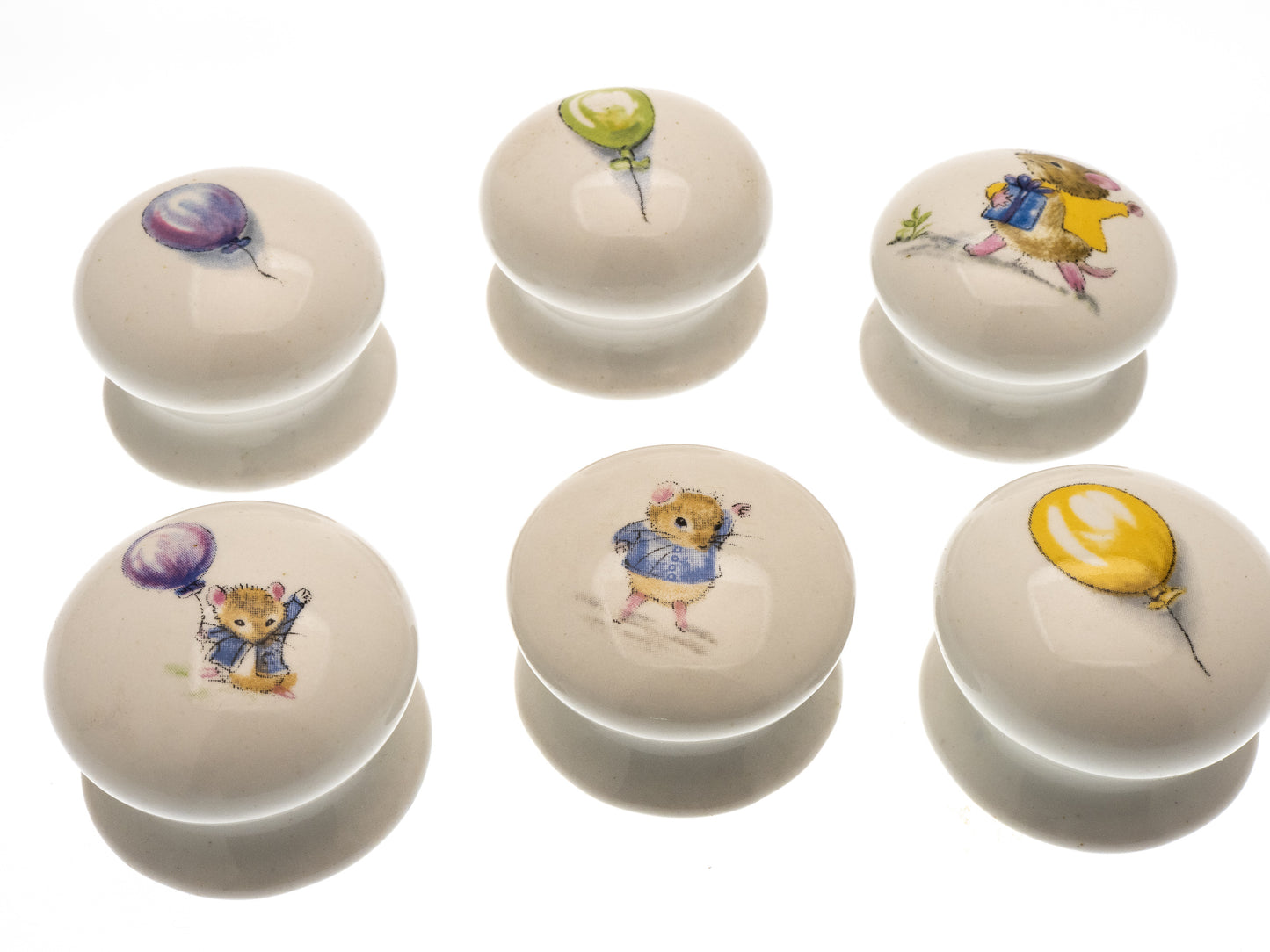 Boutons de porte d'armoire en céramique « Noir et blanc » (lot de 6) EOL-06