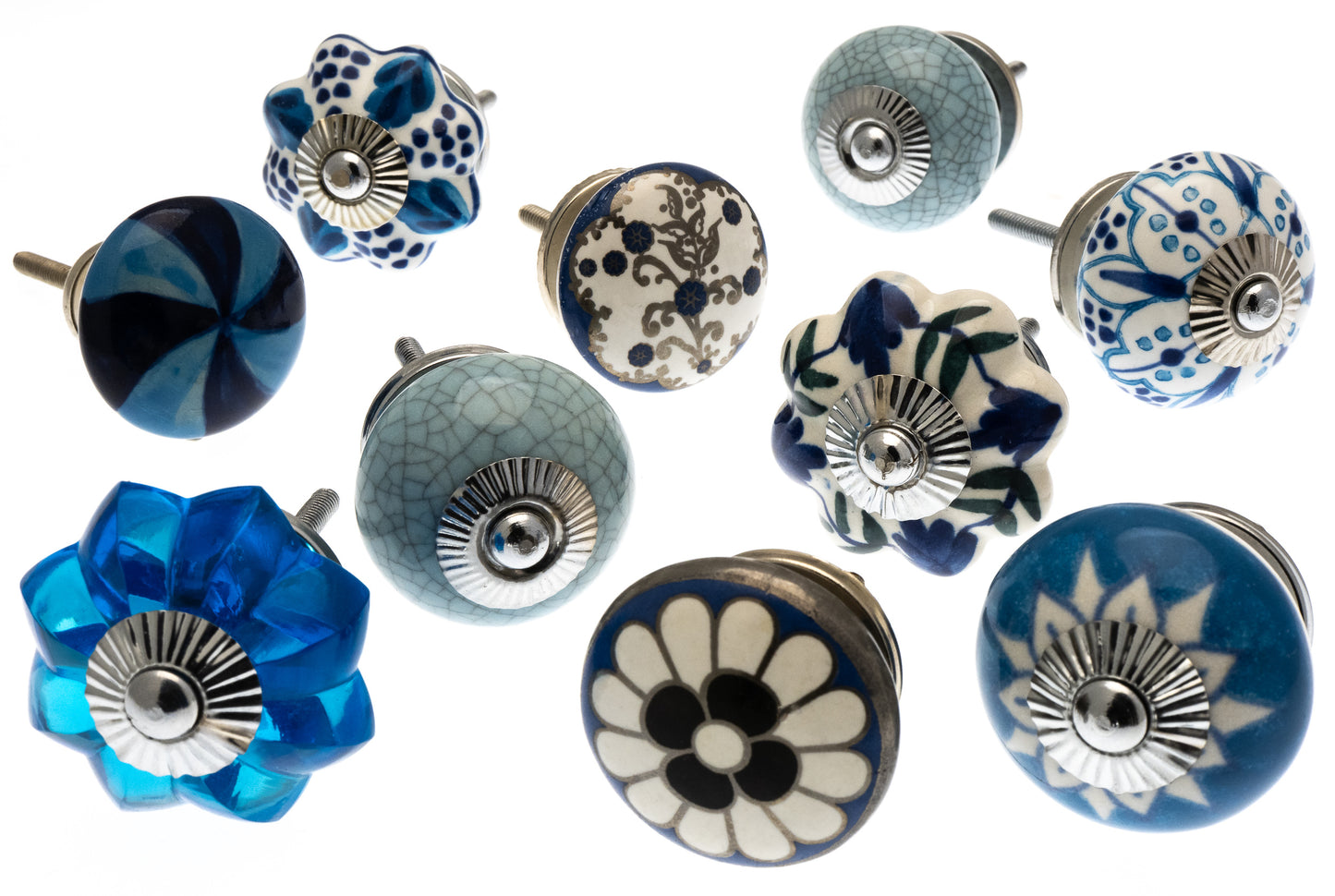 Boutons de porte d'armoire en céramique « Noir et blanc » (lot de 8) EOL-10