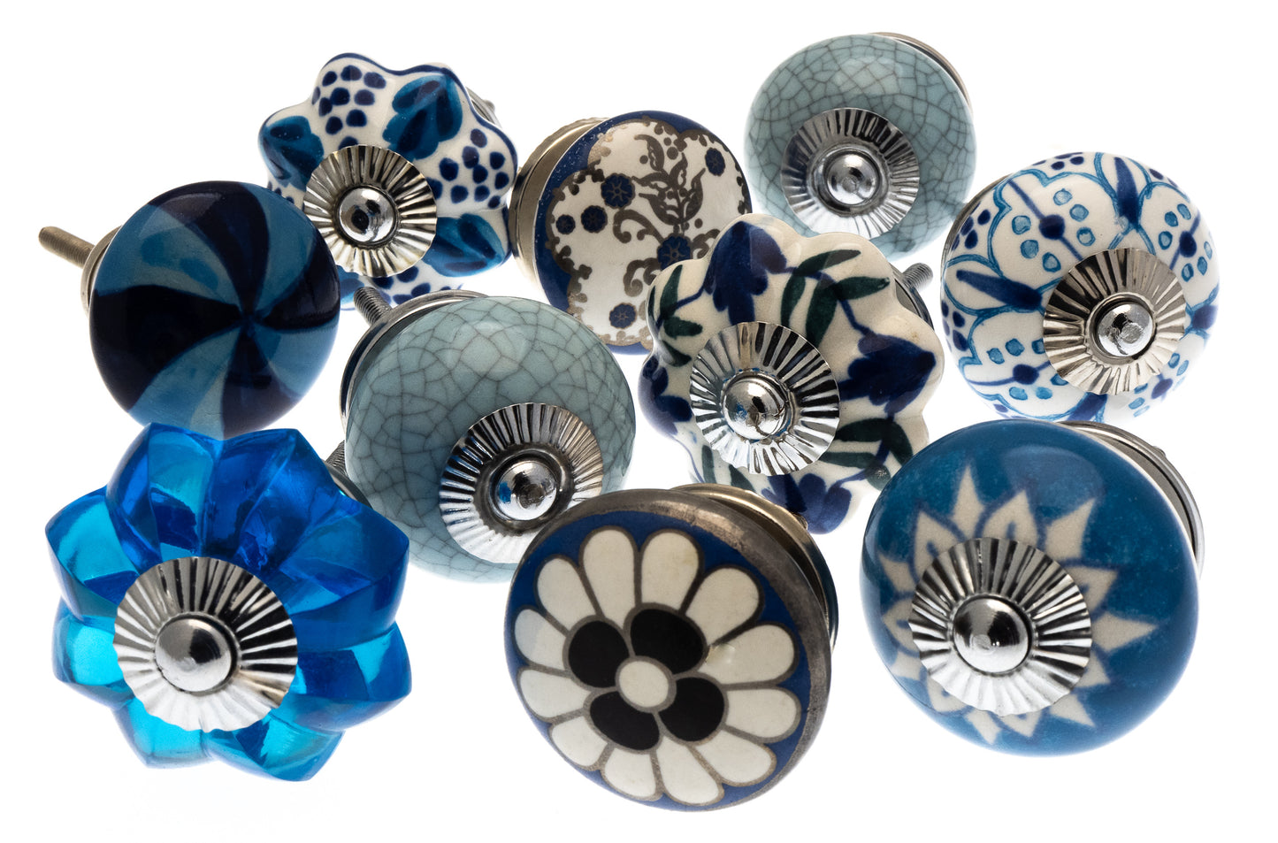 Boutons de porte d'armoire en céramique « Noir et blanc » (lot de 8) EOL-10