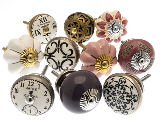 Ceramic Vintage Style Cupboard Door Knobs in 10 Hand Selected Designs