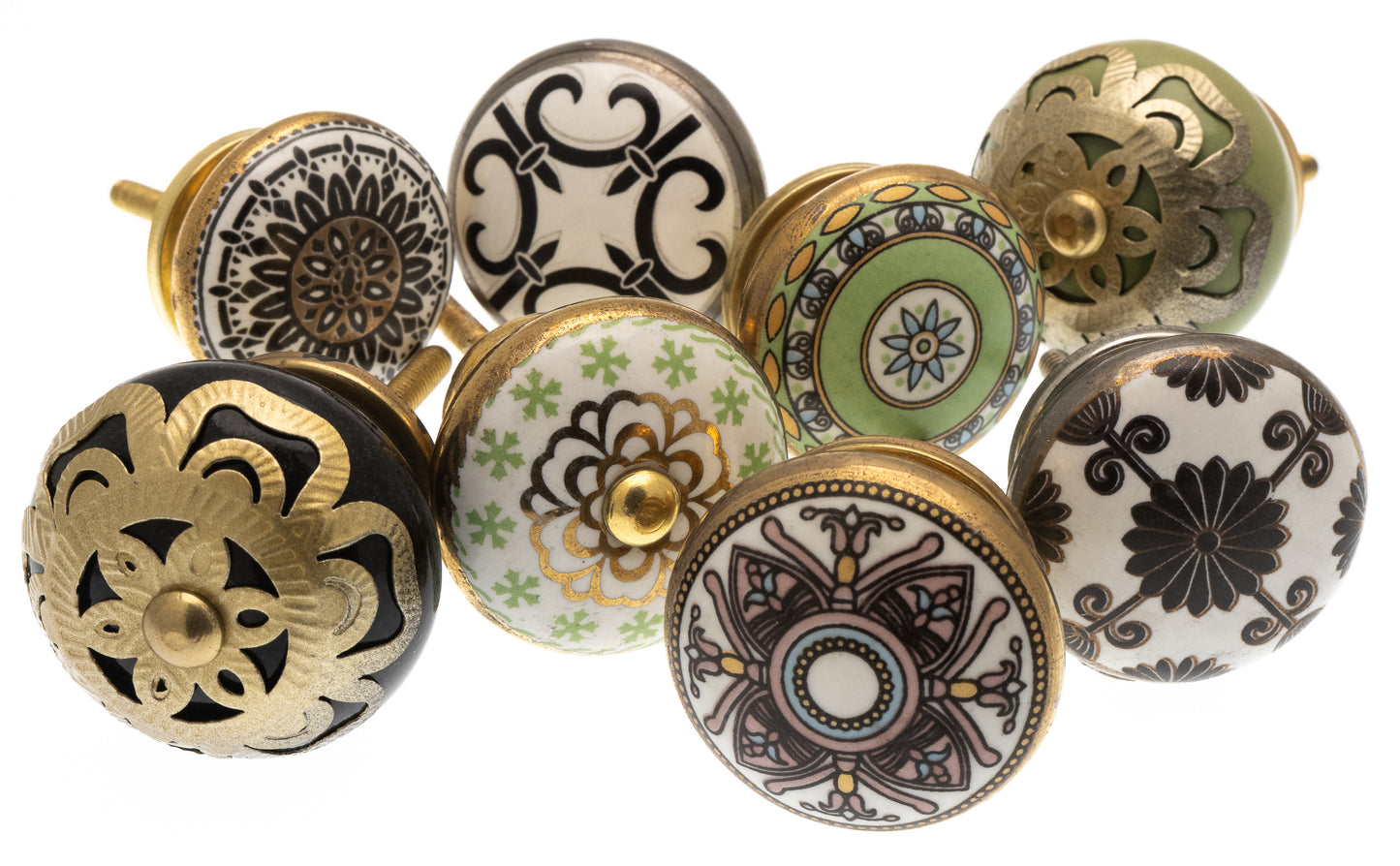 Boutons de porte en céramique dans des styles de mosaïque rétro (Ensemble de 8)