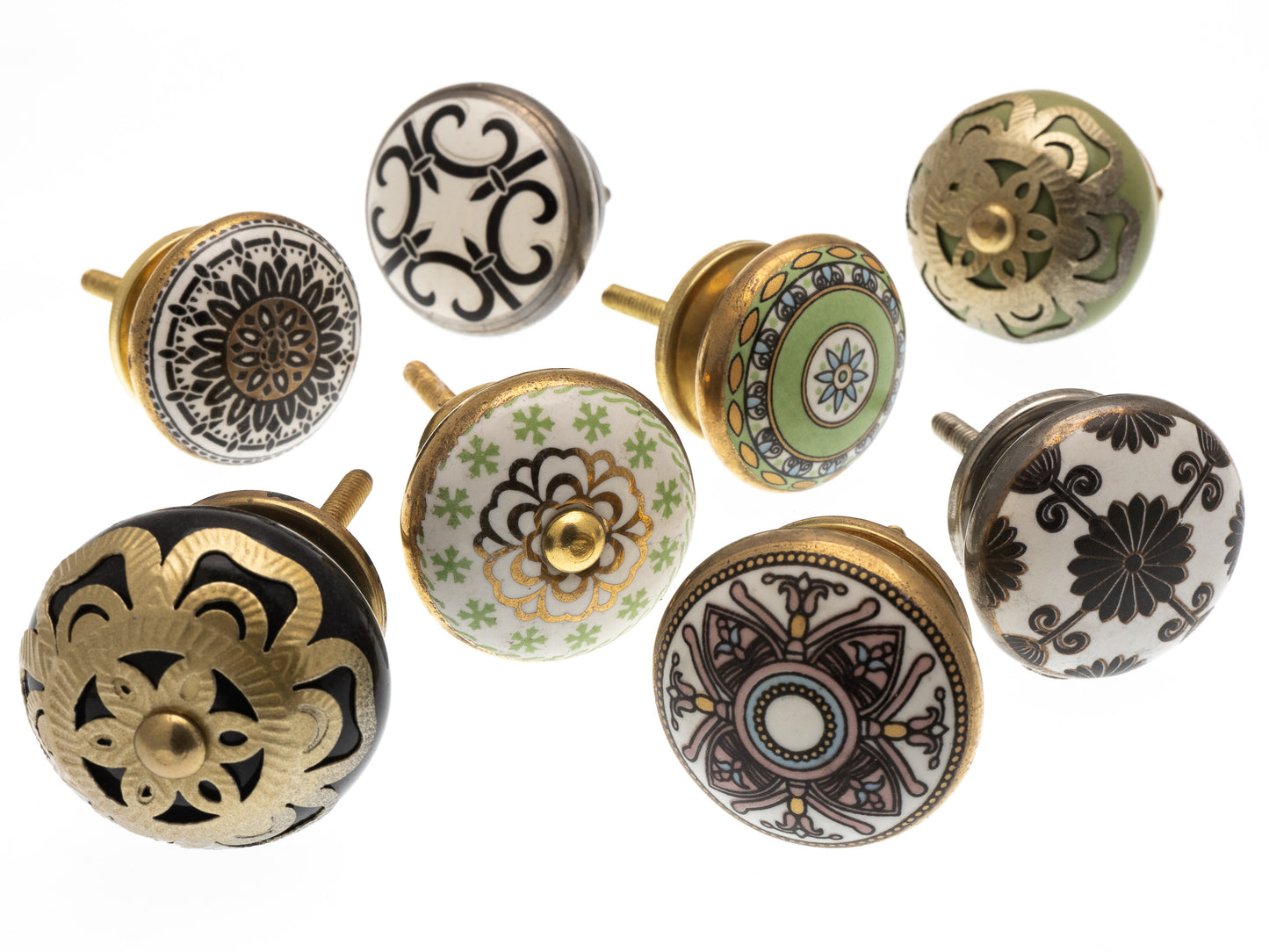 Boutons de porte en céramique dans des styles de mosaïque rétro (Ensemble de 8)